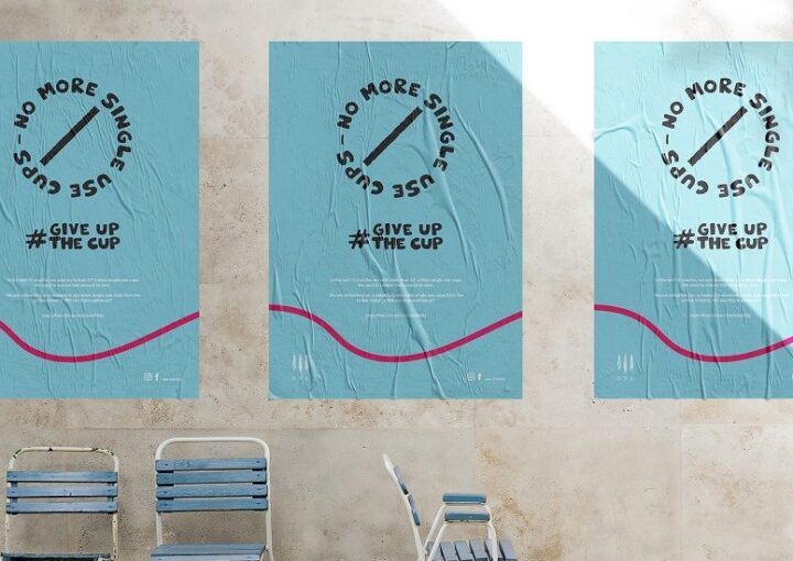 Posters on a wall advertising campaign