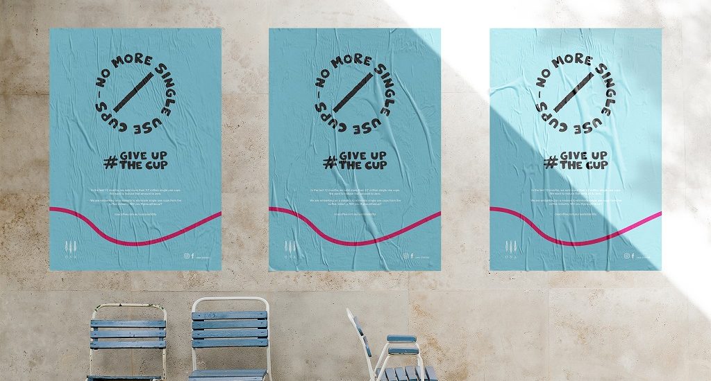 Posters on a wall advertising campaign